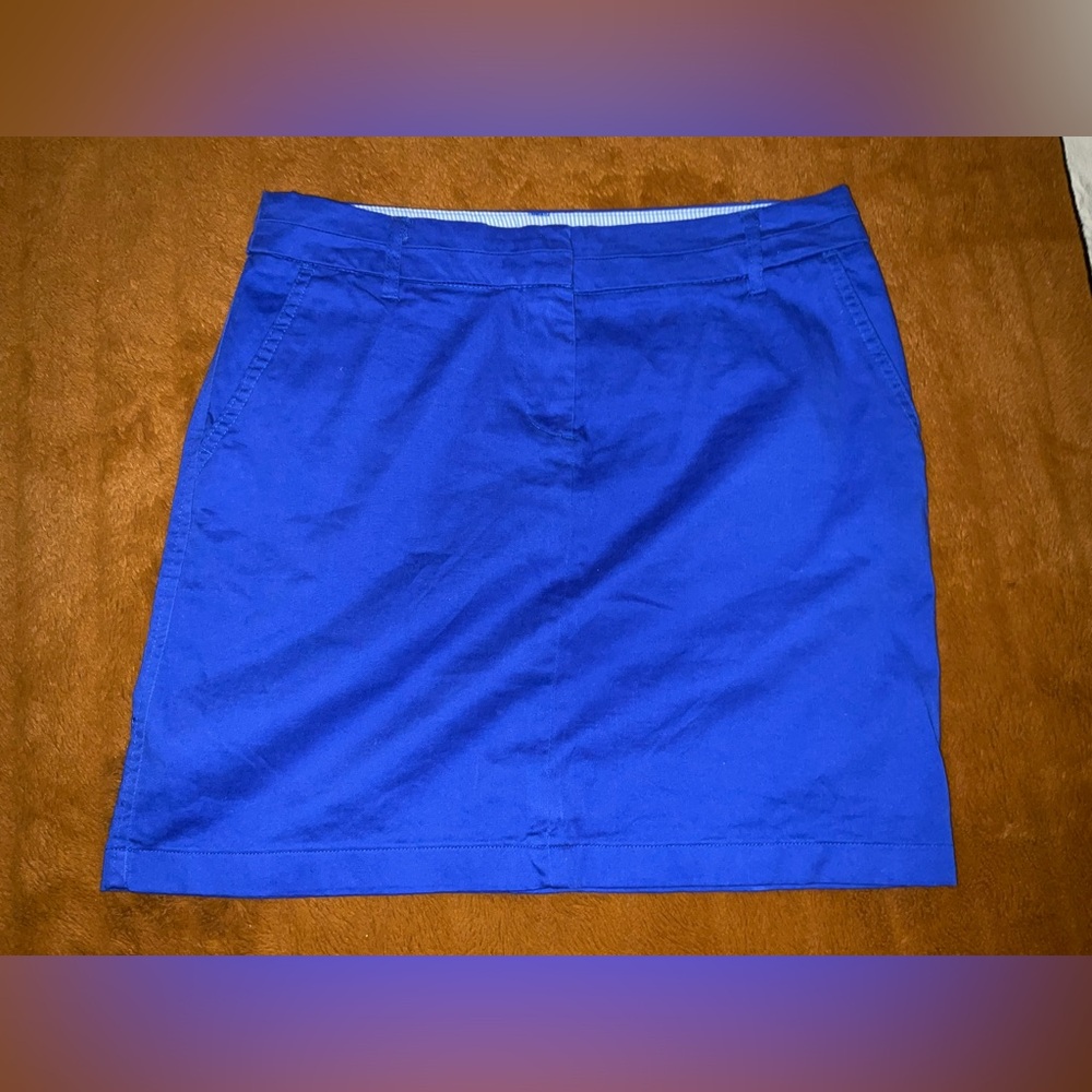 British Khaki Women's Blue Skirt Size 4 - Comfortable‎ Cotton Blend with Pockets
